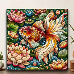 Lotus and Goldfish Wooden Puzzle Home Decor Birthday Gift