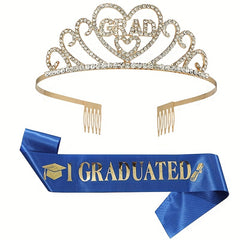 Graduation Party Crown Shoulder Strap Ribbon Golden Letter