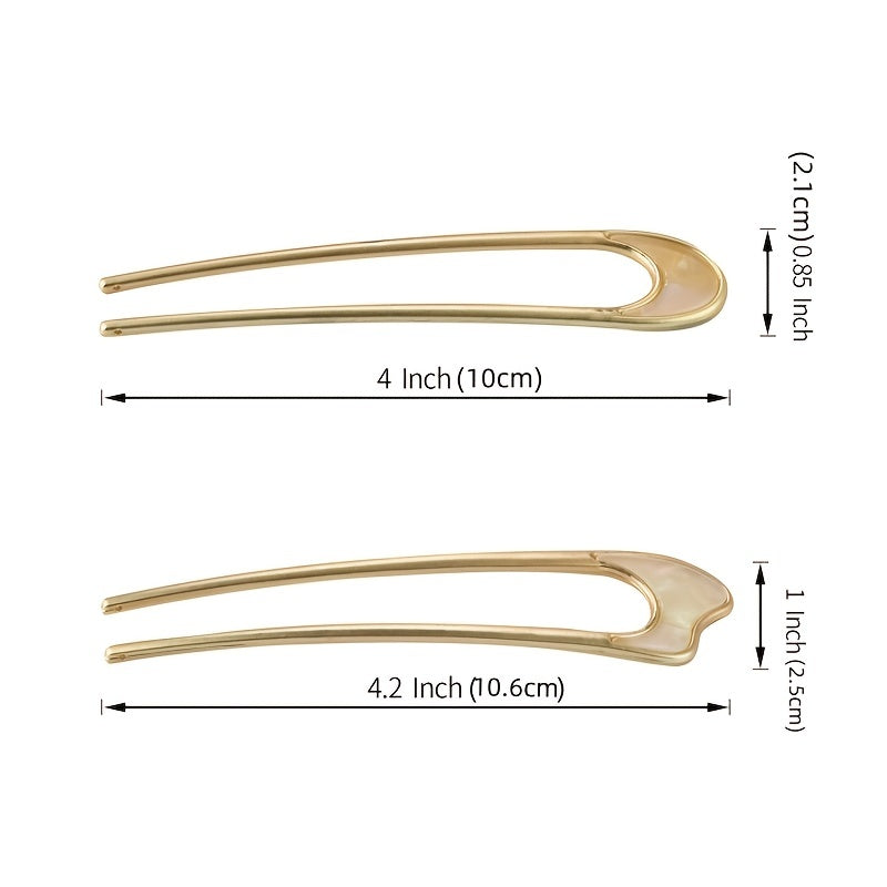 2PCS Vintage U Shaped Hair Pins French Chignon Hair Stick for Women