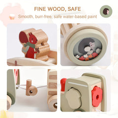 Wooden Train Shape Puzzle Kids Early Educational Matching Toy Squirrel Pulli