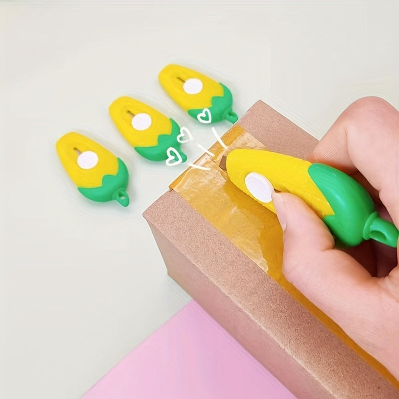 2pcs Cartoon Corn Mini Art Knives for Office & Student Use