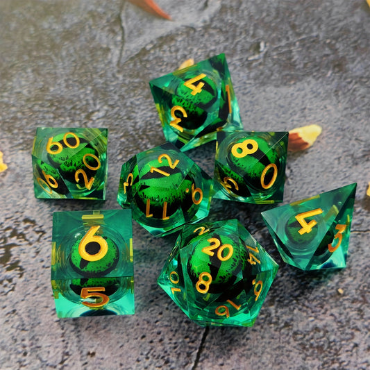 Resin Quicksand Dragon Eye Dice Set for Tabletop Games