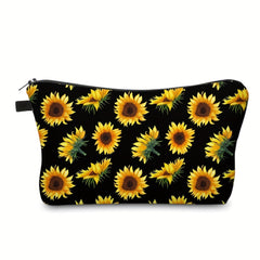 Sunflower Flowers Cosmetic Bag Waterproof Makeup Toiletry Pouch