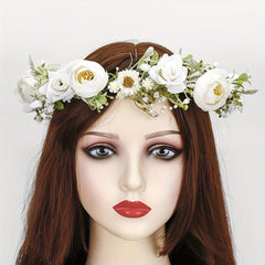 Sweet Artificial Camellia Bridal Headband Wedding Hair Accessory