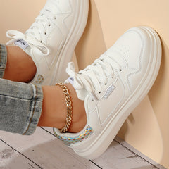 Women's Colorblock Sneakers Low Top Lace Up Shoes