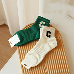 3 Pairs Solid & Letter Pattern Women's Socks