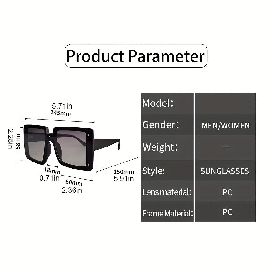Oversized Square Sunglasses Gradient UV400