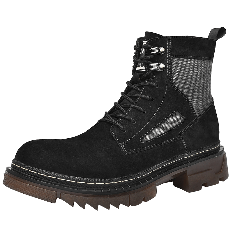 Men's Preppy Style Service Boots Casual Lace-up Walking Shoes High Top