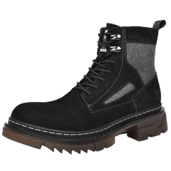 Men's Preppy Style Service Boots Casual Lace-up Walking Shoes High Top