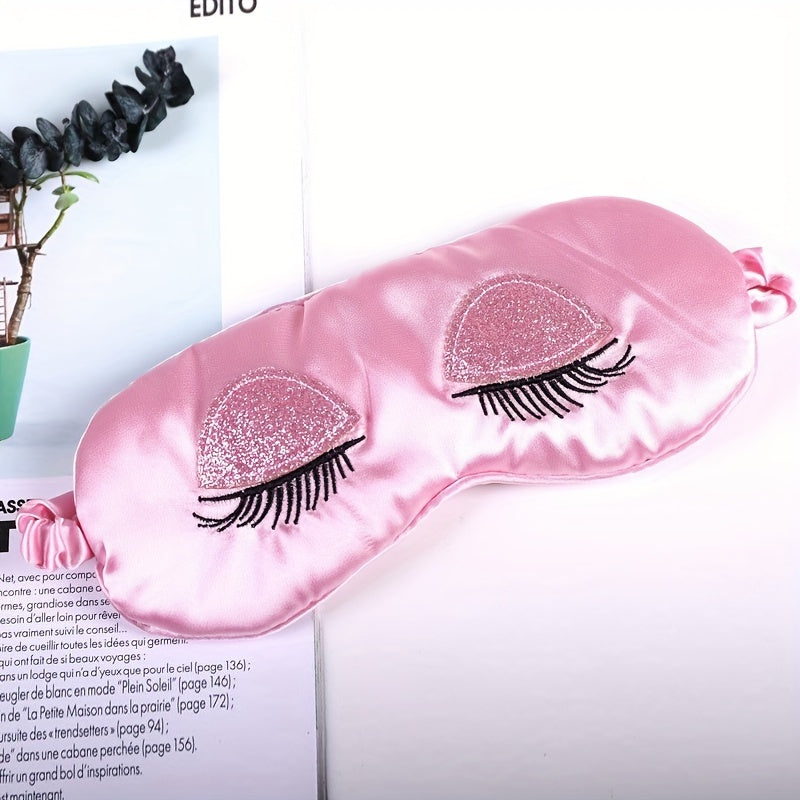 Silk Eye Sleep Mask Soft Sleeping Mask Elastic Strap Pink