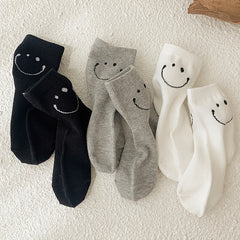 Smiling Face Pattern Cotton Crew Socks for Kids