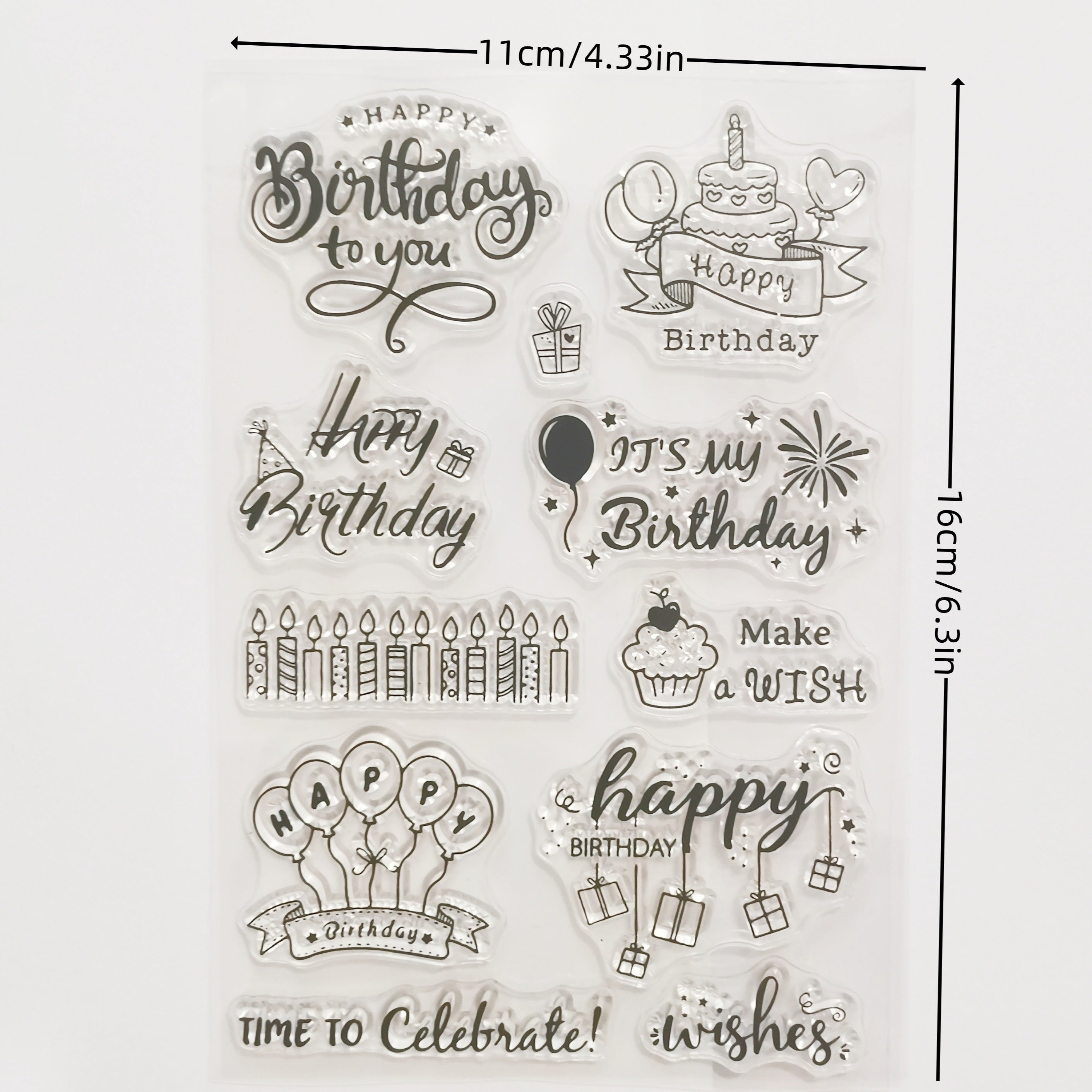 Word Cake Candle Balloon Transparent Silicone Stamp