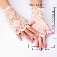 Lace Short Gloves Floral Thin Sunscreen Travel Gloves