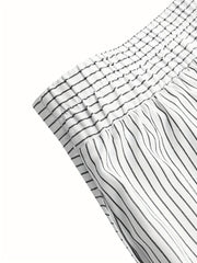  Wide Leg Stripe Print Pants with Pockets
