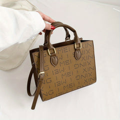 Vintage Letter Pattern Square Shoulder Bag Women's Crossbody Bag