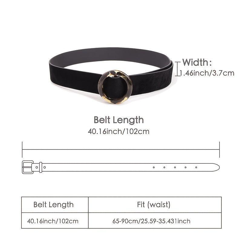 Vintage Velvet Padded Belt with Round Resin Buckle