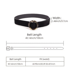 Vintage Velvet Padded Belt with Round Resin Buckle