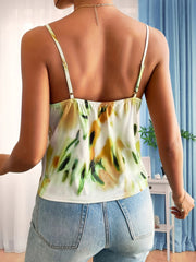 Tie Dye Cowl Neck Cami Top Sexy Backless Spaghetti Strap Top
