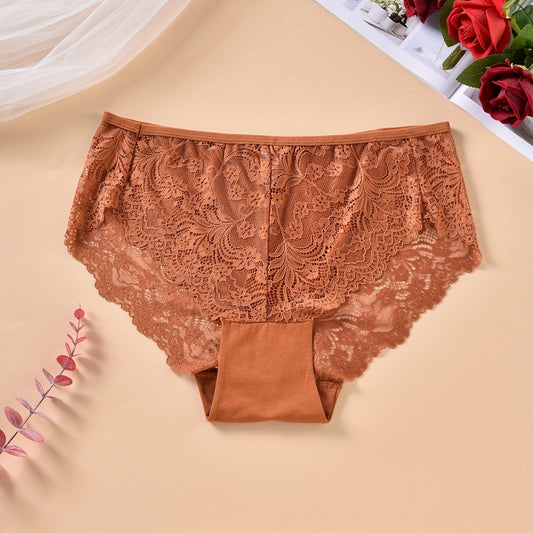  Women's Lace Full Brief Panty Soft Breathable Medium Stretch