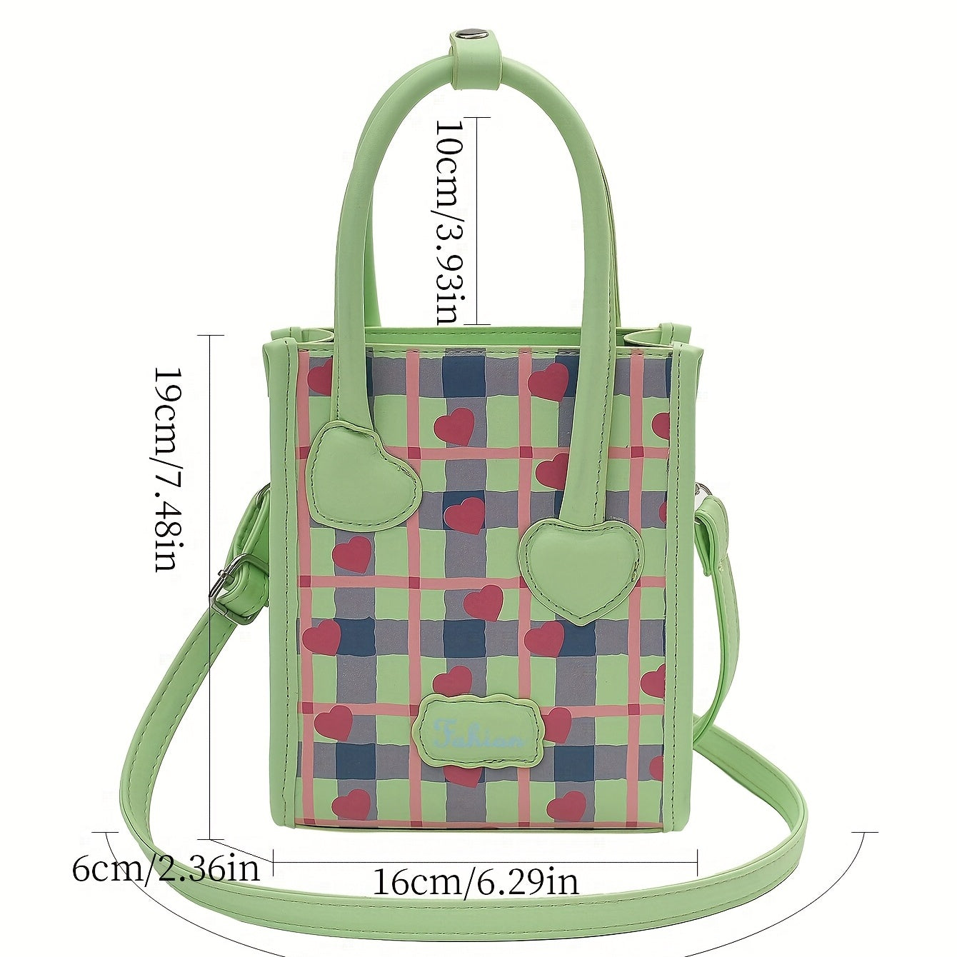 Mini Heart Pattern Crossbody Bag PU Leather Textured Purse