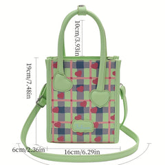 Mini Heart Pattern Crossbody Bag PU Leather Textured Purse