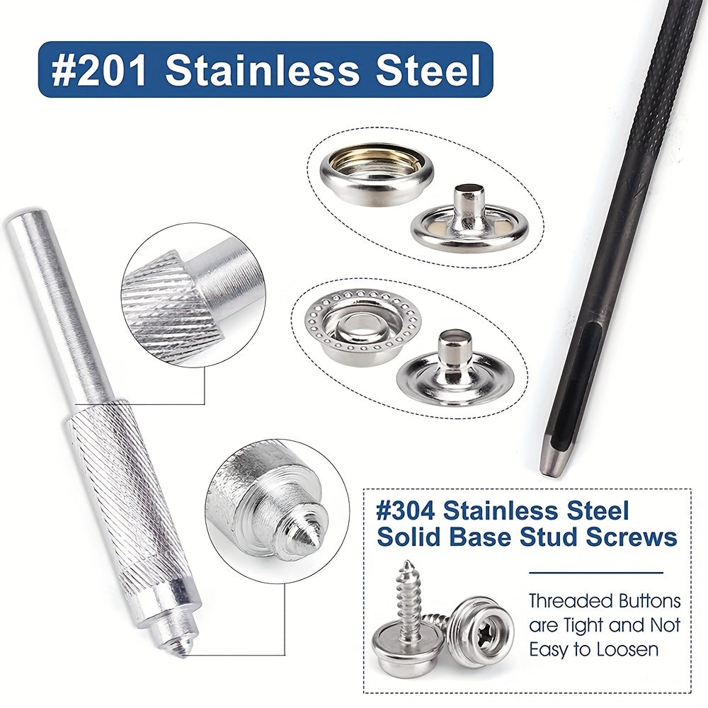 323pcs Marine Canvas Snap Kit Stainless Steel Components
