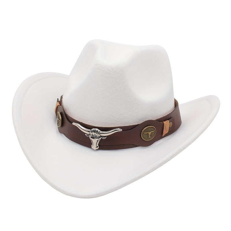 Western Cowboy Hat with Metal Bull Head