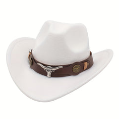 Western Cowboy Hat with Metal Bull Head