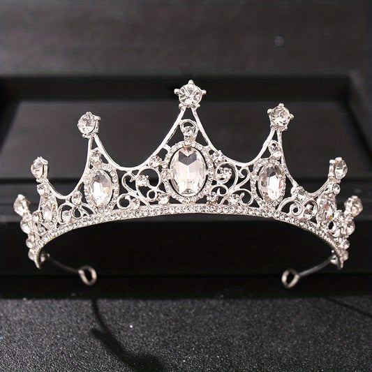 Vintage Rhinestone Crown Princess Headband For Wedding Prom Birthday Party