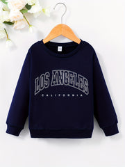 Girls Pullover Los Angeles Letter Print Crew Neck Sweatshirt