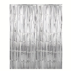 2Packs Foil Streamer Fringe Backdrop Tinsel Metallic Photo Decoration