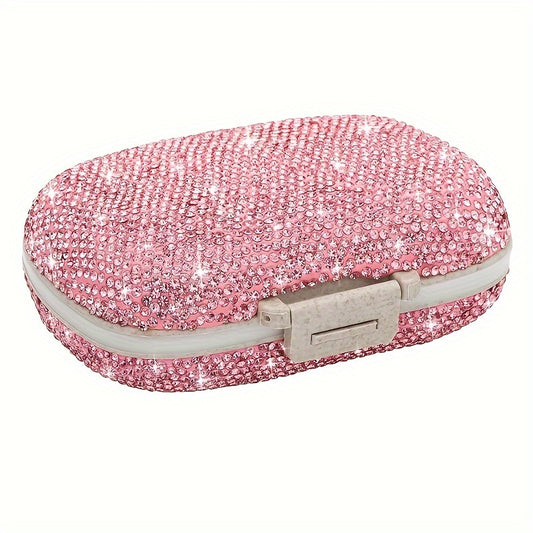 8 Compartment Pill Organizer with Diamond Travel Medicine Case 1 Pack