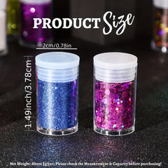 32pcs Glitter Powder & Chunky Glitter Resin Nail Craft Sparkle Sequins Epoxy