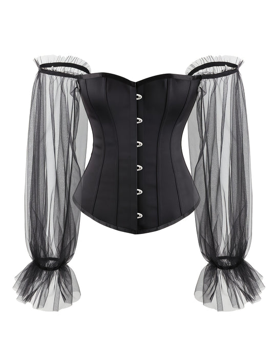 Satin Lace Up Corset Top Renaissance Floral Bustier
