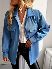 Solid Shacket Jacket Casual Button Front Long Sleeve Outerwear