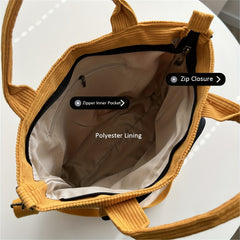 Corduroy Satchel Crossbody Bag Lightweight Durable Tote Bag