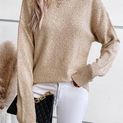 Women's Solid Crew Neck Pullover Sweater for Fall & Winter