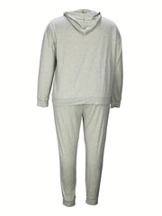 Women's Plus Size Sporty Outfit: Hooded Zipper Coat & Sweatpant