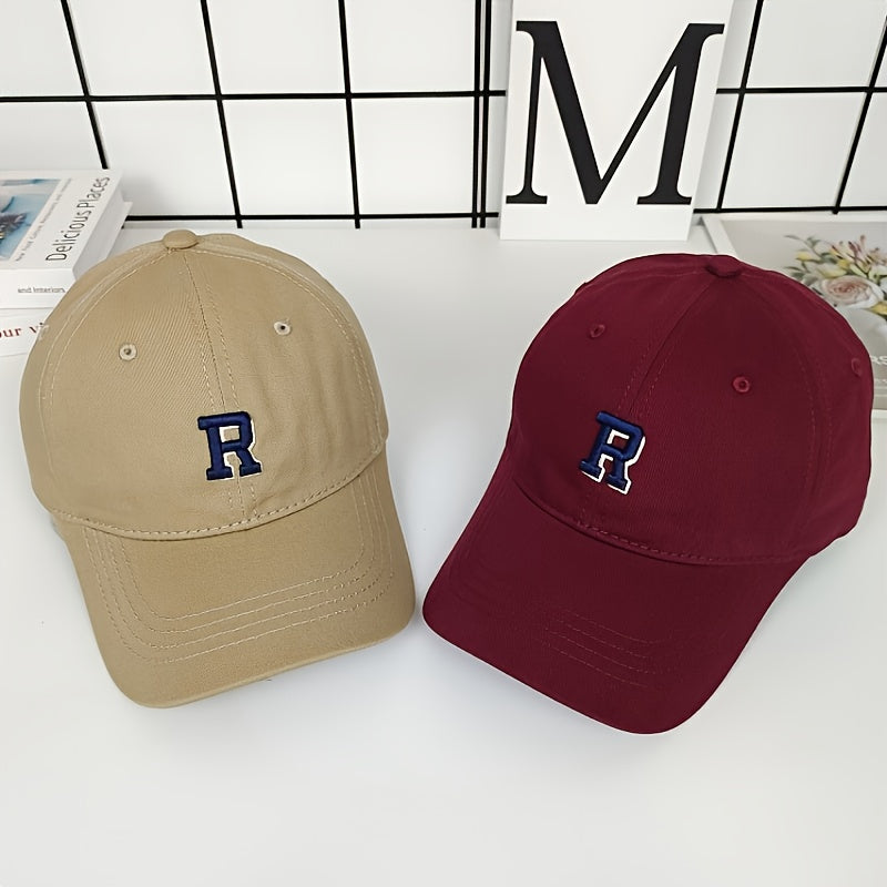 Men's R Letter Embroidery Baseball Cap Sun Hat Casual Style Hat
