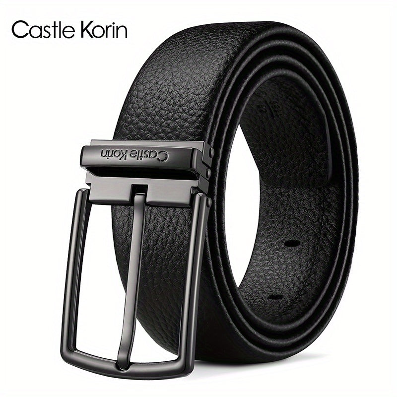 Men's High Leather Belt First Layer Cowhide Alloy Buckle - 37in Wide