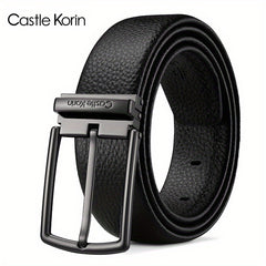 Men's High Leather Belt First Layer Cowhide Alloy Buckle - 37in Wide