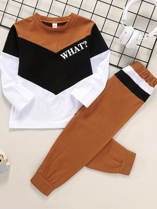Boys Block Long Sleeve Shirt And Jogger Pant Set