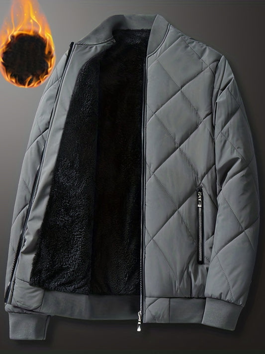 Sherpa Lined Varsity Jacket Men's Fleece Baseball Coat