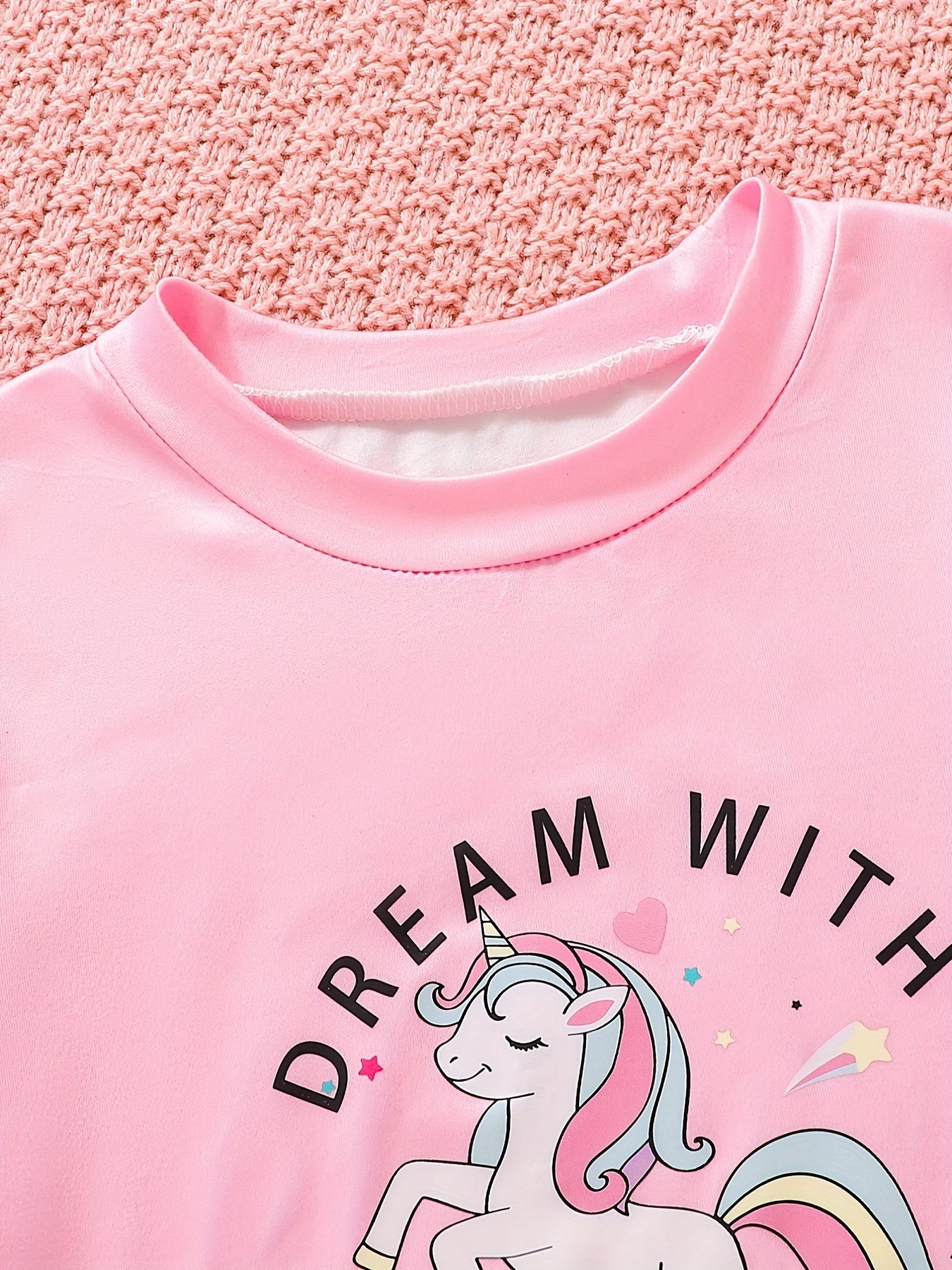 Unicorn Pattern Outfit 2pcs Top & Pants Set for Girls