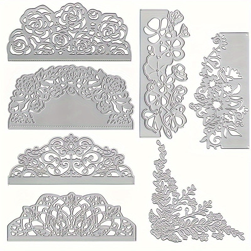 7pcs Lace Flower Edge Border Metal Dies For Card Making Wedding Scrapbook