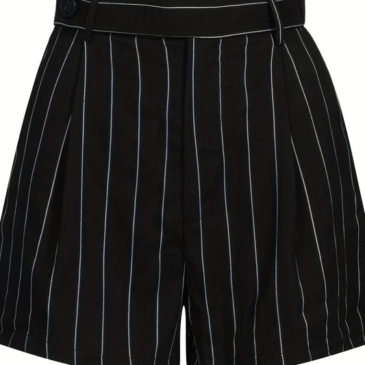 Striped Print High Waist Summer Shorts Women's Clothing