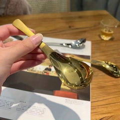 Stainless Steel Short Handle Gold Soup Spoon