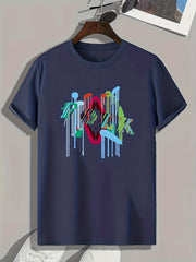 Abstract Pattern Print Men's Graphic T shirt Casual Comfy Tees For Summer