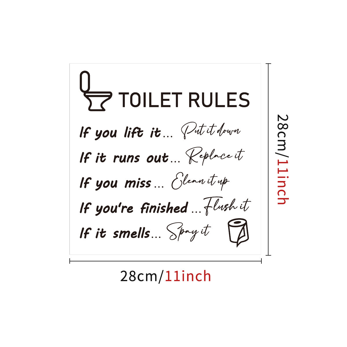Waterproof Toilet Decorative Sticker 11 Inches Self Adhesive Vinyl Shower Decal