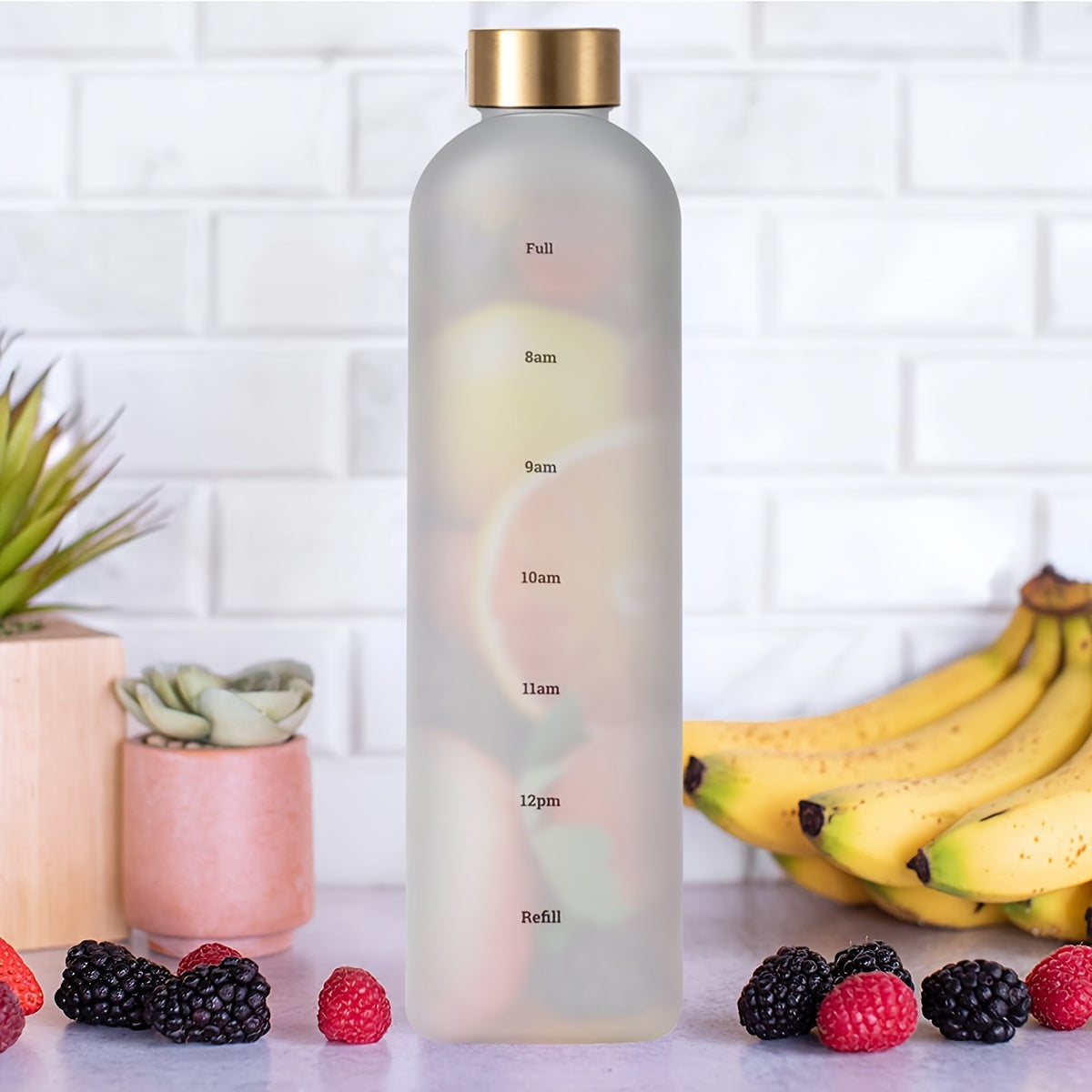 32oz Transparent Water Bottle with Time Marker & Leakproof